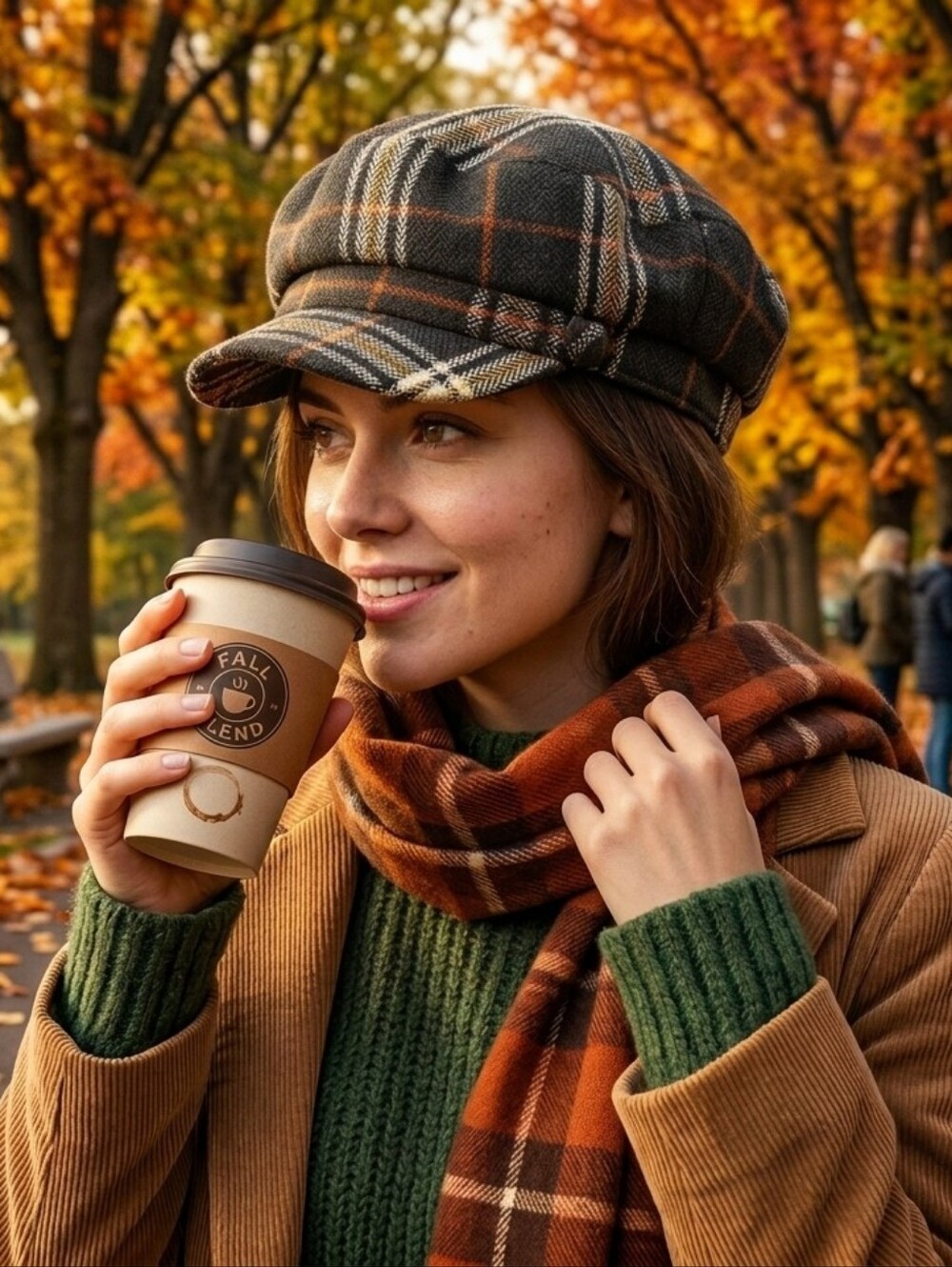 Brown Plaid Schoolboy Hat